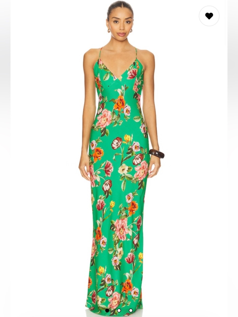 Alice + Olivia Women's Green Loma V Neck Cami Maxi Dress Size 2